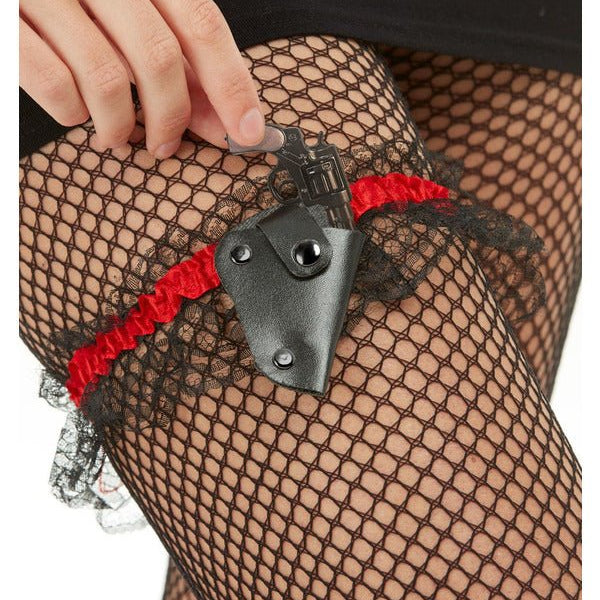 Garter with Small Gun in Holster, Black - Adult Weekender