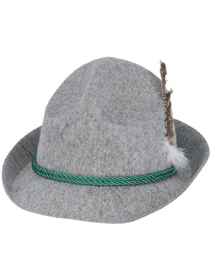 German Trenker Hat with Feather, Grey - Adult Weekender