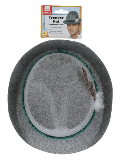 German Trenker Hat with Feather, Grey - Adult Weekender