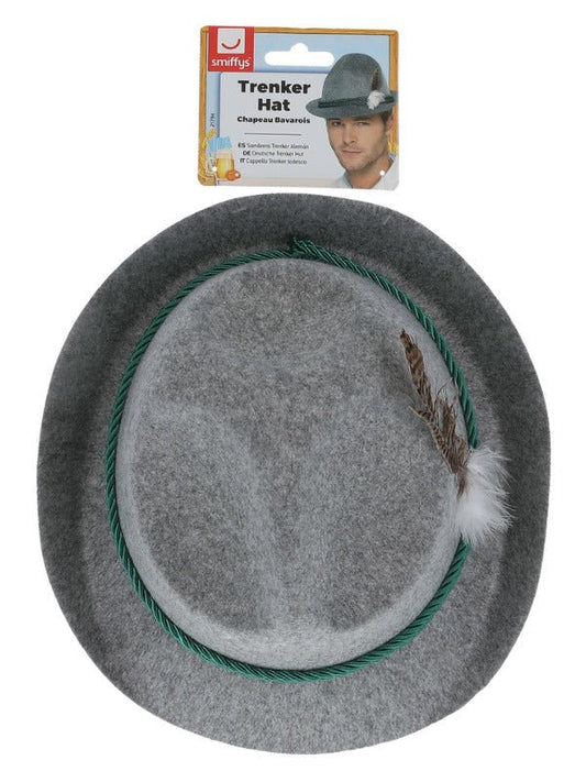 German Trenker Hat with Feather, Grey - Adult Weekender