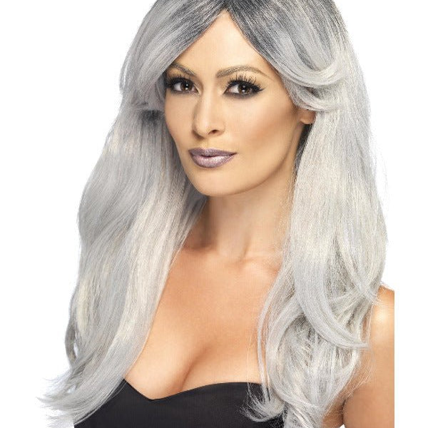 Ghostly Glamour Wig, Grey - Adult Weekender