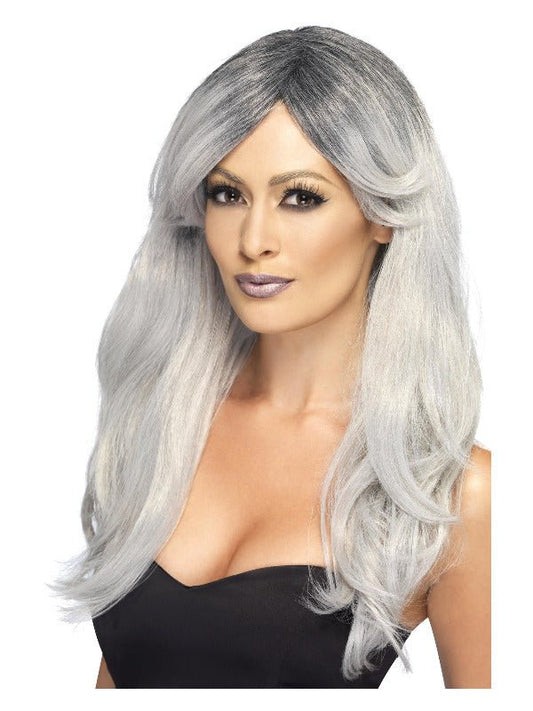 Ghostly Glamour Wig, Grey - Adult Weekender