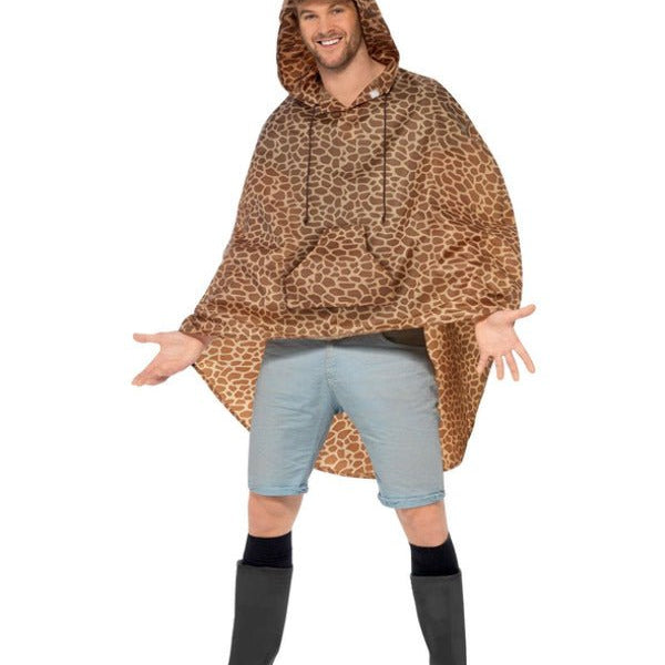 Giraffe Party Poncho, Brown - Adult Weekender