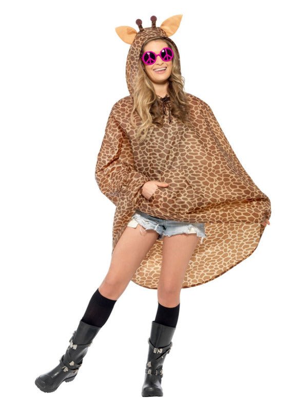 Giraffe Party Poncho, Brown - Adult Weekender