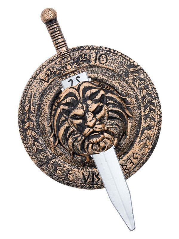 Gladiator Lion Shield 49cm &amp; Sword 48cm - Adult Weekender
