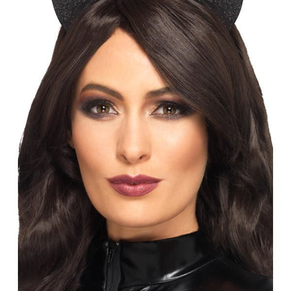 Glitter Vinyl Cat Ears, Black - Adult Weekender