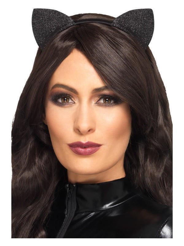 Glitter Vinyl Cat Ears, Black - Adult Weekender