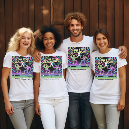 Glowstick Gladiators - Adult Weekender Front and Back Personalised Unisex Heavy T-Shirt - 90s - Adult Weekender