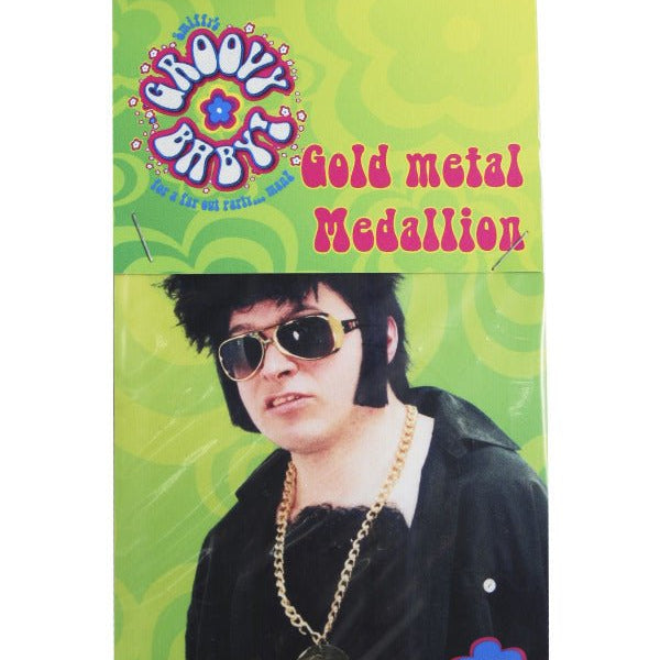 Gold Metal Medallion On Chain, Gold - Adult Weekender