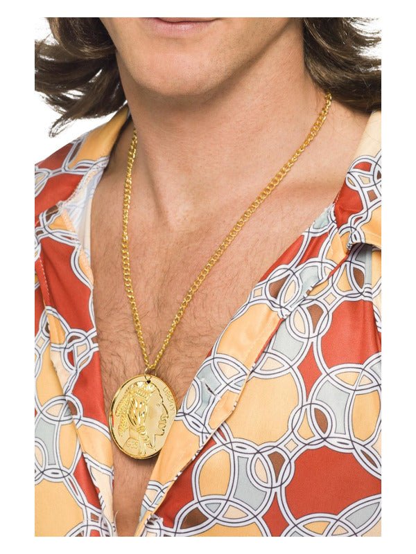 Gold Metal Medallion On Chain, Gold - Adult Weekender