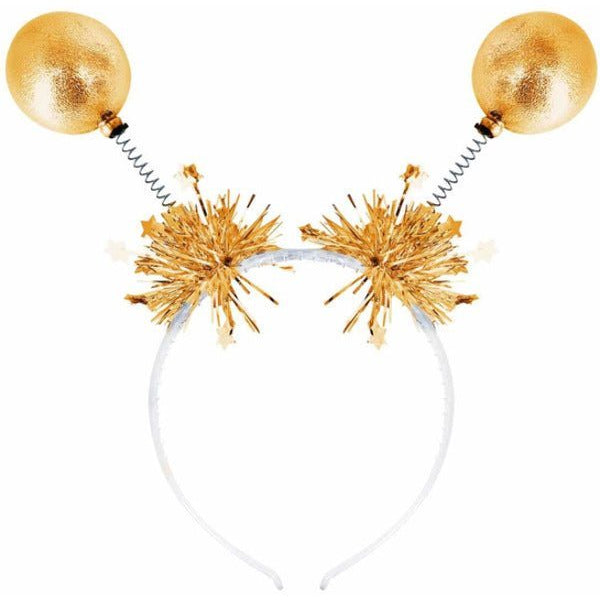 Gold Metallic Ball Bopper Headband - Adult Weekender