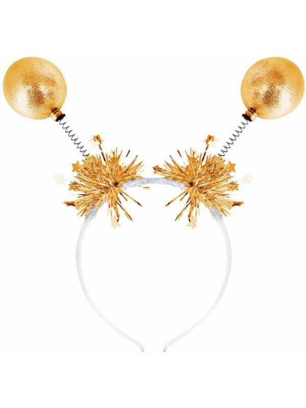 Gold Metallic Ball Bopper Headband - Adult Weekender