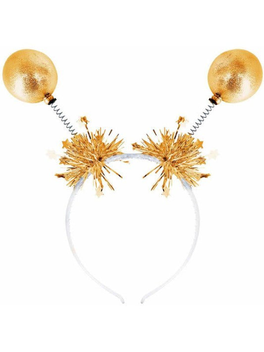 Gold Metallic Ball Bopper Headband - Adult Weekender