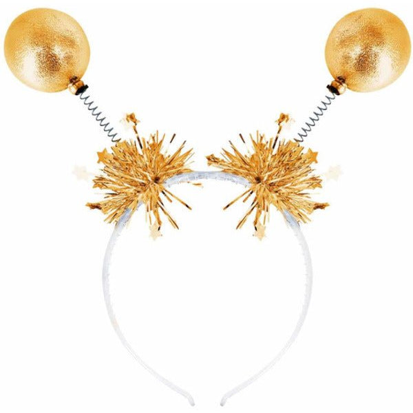 Gold Metallic Ball Bopper Headband - Adult Weekender