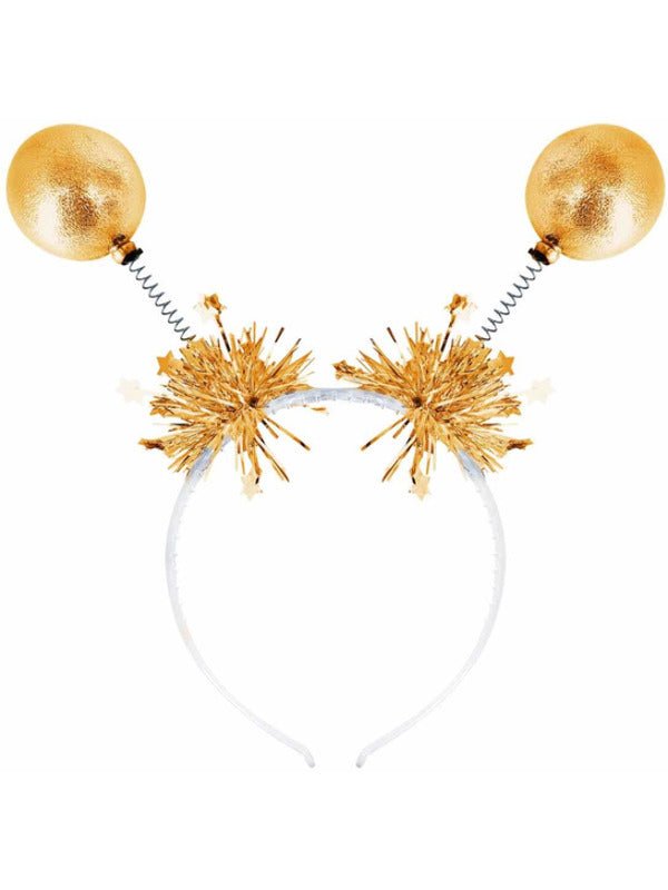 Gold Metallic Ball Bopper Headband - Adult Weekender