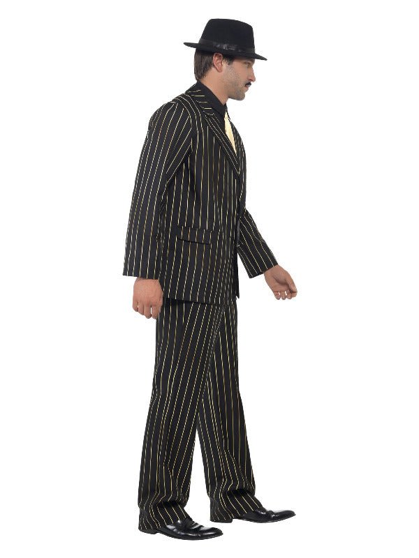 Gold Pinstripe Gangster Costume, Black - Adult Weekender