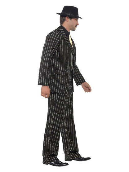 Gold Pinstripe Gangster Costume, Black - Adult Weekender