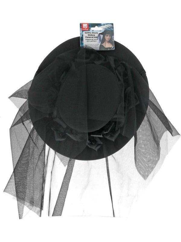 Gothic Black Widow Funeral Hat - Adult Weekender