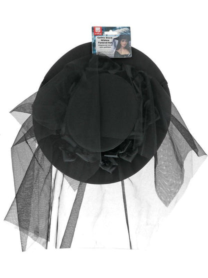 Gothic Black Widow Funeral Hat - Adult Weekender