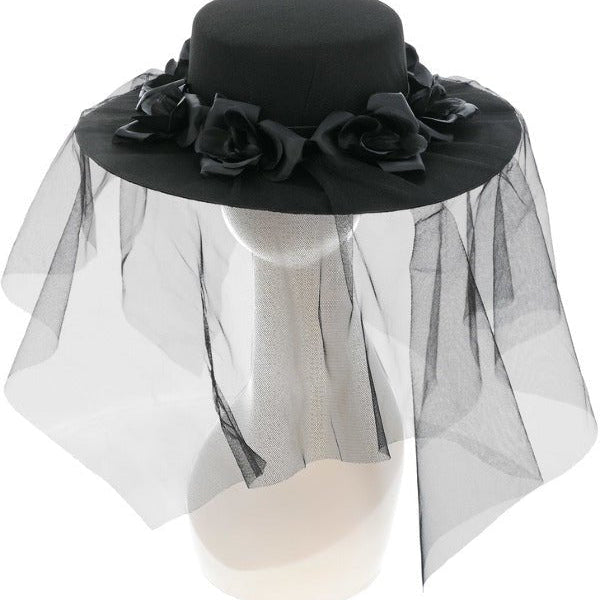 Gothic Black Widow Funeral Hat - Adult Weekender
