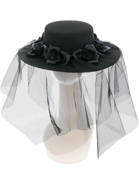 Gothic Black Widow Funeral Hat - Adult Weekender