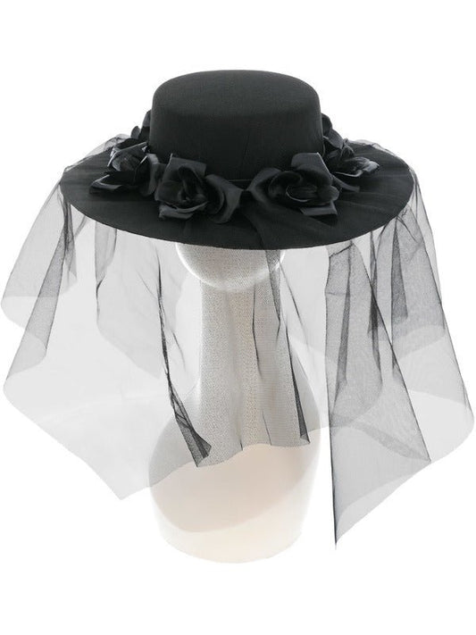 Gothic Black Widow Funeral Hat - Adult Weekender
