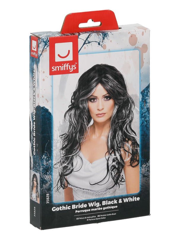 Gothic Bride Wig, Black &amp; White - Adult Weekender