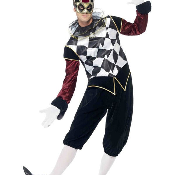 Gothic Venetian Harlequin Costume, Black - Adult Weekender