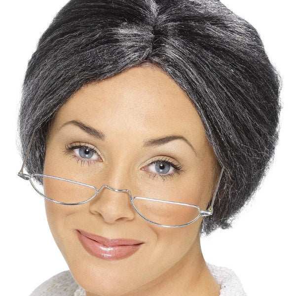 Granny Bun Wig, Grey - Adult Weekender