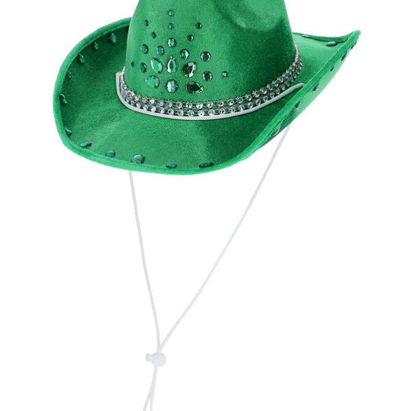 Green Rhinestone Cowboy Hat - Adult Weekender