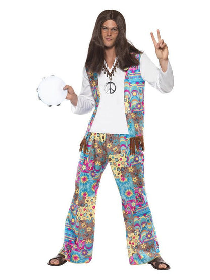 Groovy Hippie Costume, Multi - Coloured - Adult Weekender
