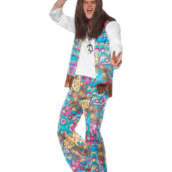 Groovy Hippie Costume, Multi - Coloured - Adult Weekender