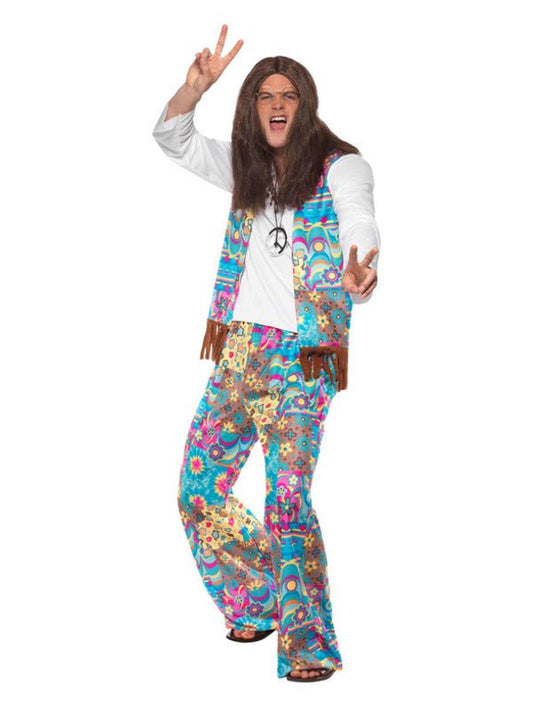 Groovy Hippie Costume, Multi - Coloured - Adult Weekender