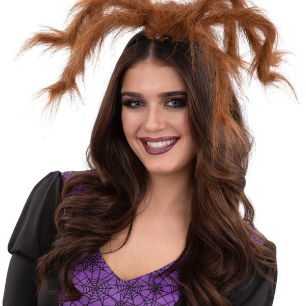 Hairy Tarantula Spider Headband, Brown - Adult Weekender