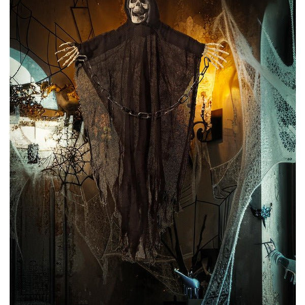 Hanging Reaper Skeleton Decoration, Black - Adult Weekender