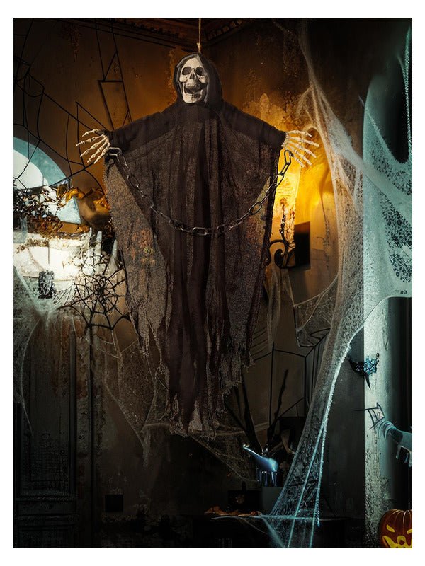 Hanging Reaper Skeleton Decoration, Black - Adult Weekender