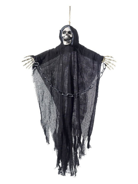 Hanging Reaper Skeleton Decoration, Black - Adult Weekender