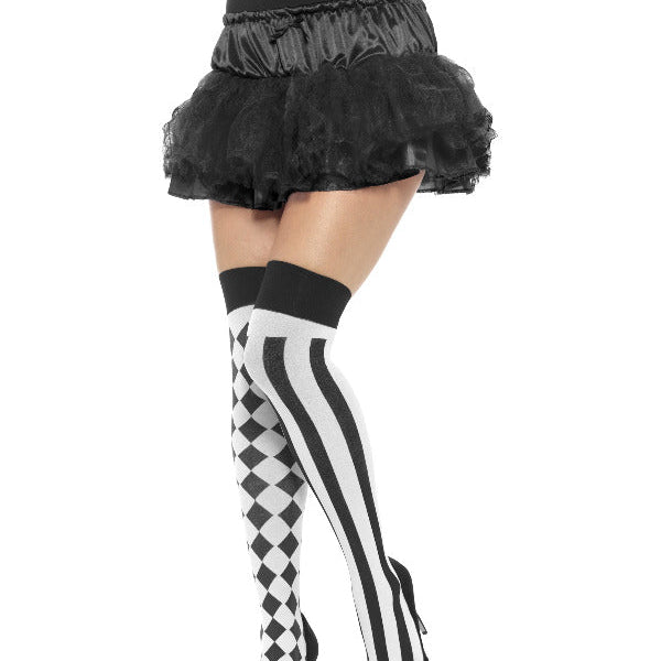 Harlequin Hold Ups, White & Black - Adult Weekender