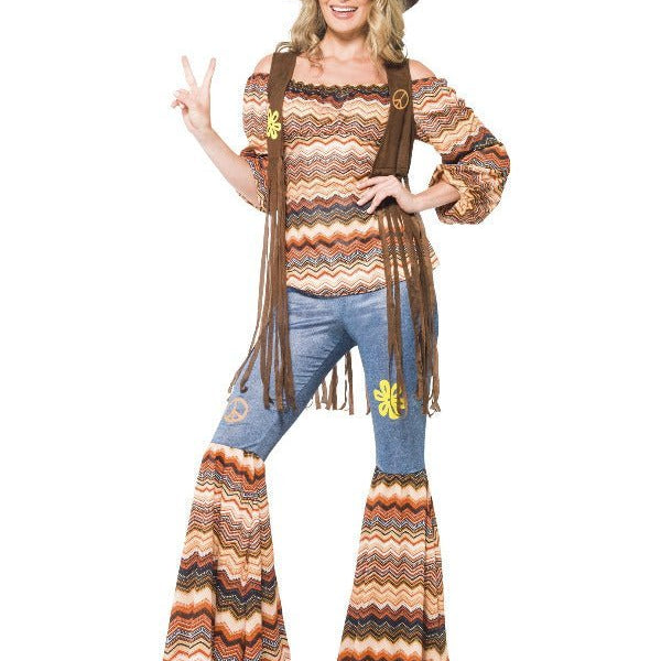 Harmony Hippie Costume, Multi - Coloured - Adult Weekender
