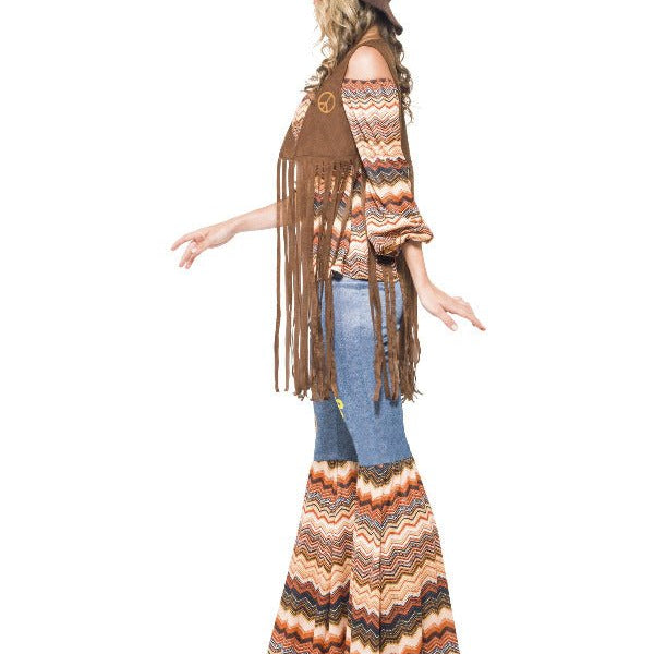 Harmony Hippie Costume, Multi - Coloured - Adult Weekender