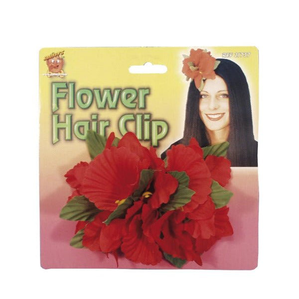 Hawaiian Flower Hair Clip, Red - Adult Weekender