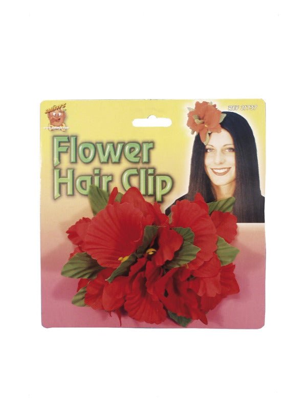 Hawaiian Flower Hair Clip, Red - Adult Weekender