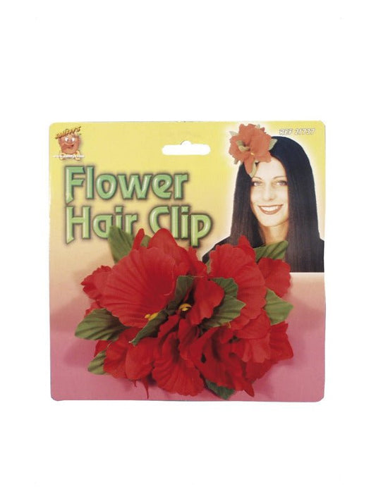 Hawaiian Flower Hair Clip, Red - Adult Weekender