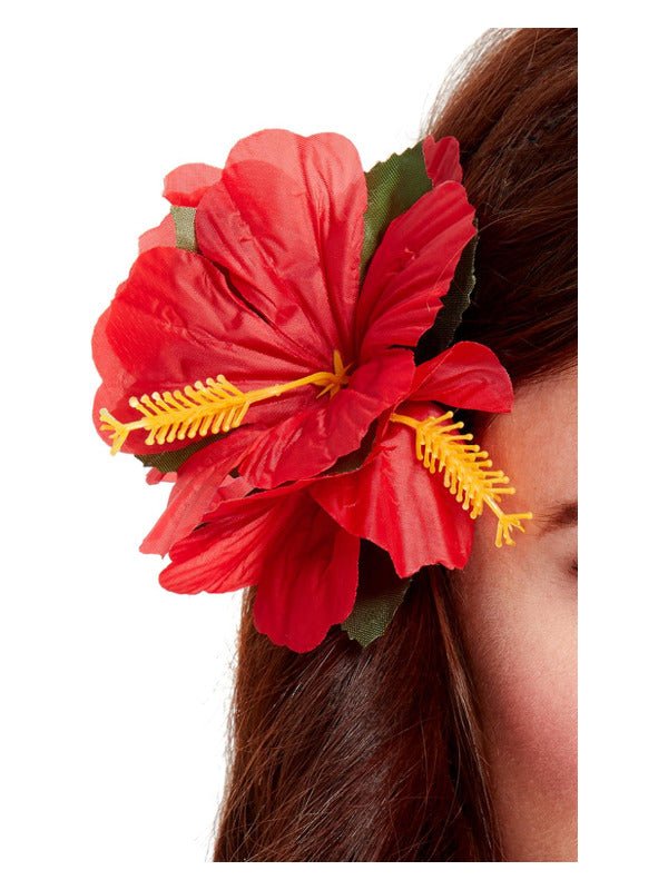 Hawaiian Flower Hair Clip, Red - Adult Weekender