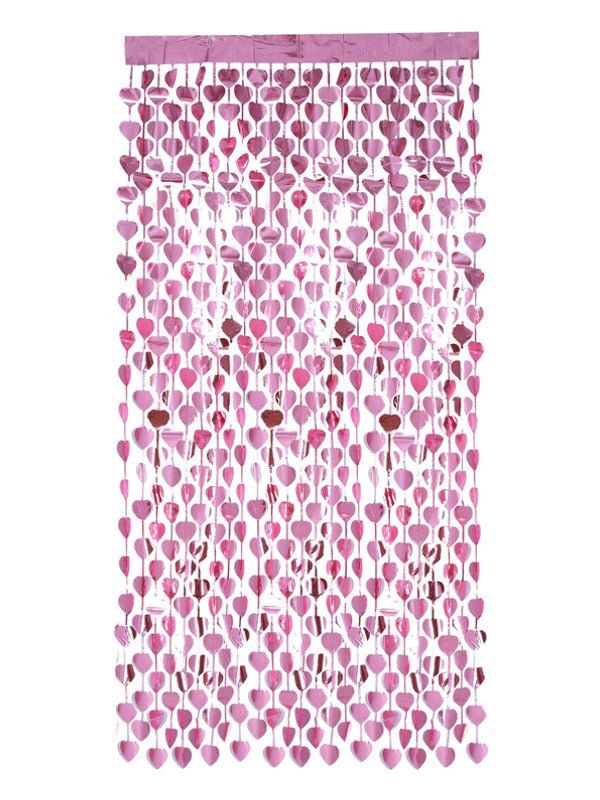Heart Foil Curtain Backdrop, Pink - Adult Weekender