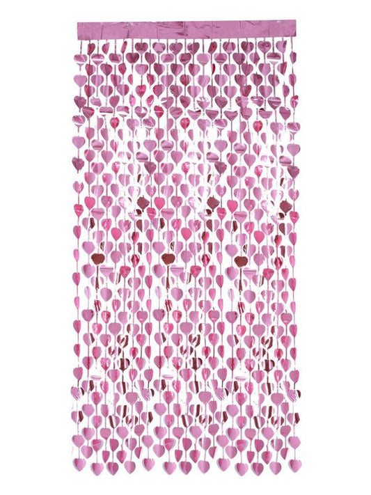 Heart Foil Curtain Backdrop, Pink - Adult Weekender