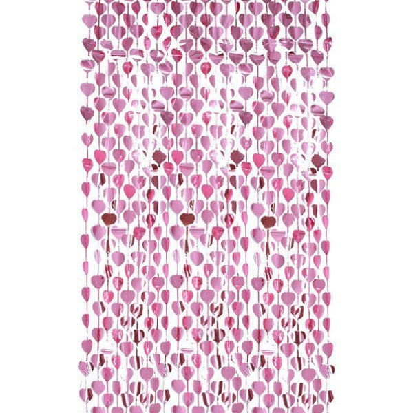 Heart Foil Curtain Backdrop, Pink - Adult Weekender