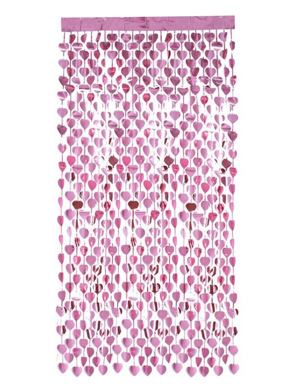 Heart Foil Curtain Backdrop, Pink - Adult Weekender