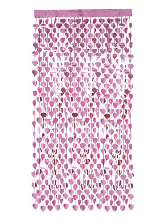 Heart Foil Curtain Backdrop, Pink - Adult Weekender