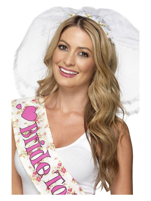 Hen Night Veil, White - Adult Weekender